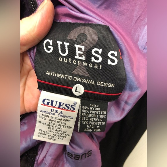 Guess size large purple faux fur reversible vest pockets inside & out - Picture 6 of 16